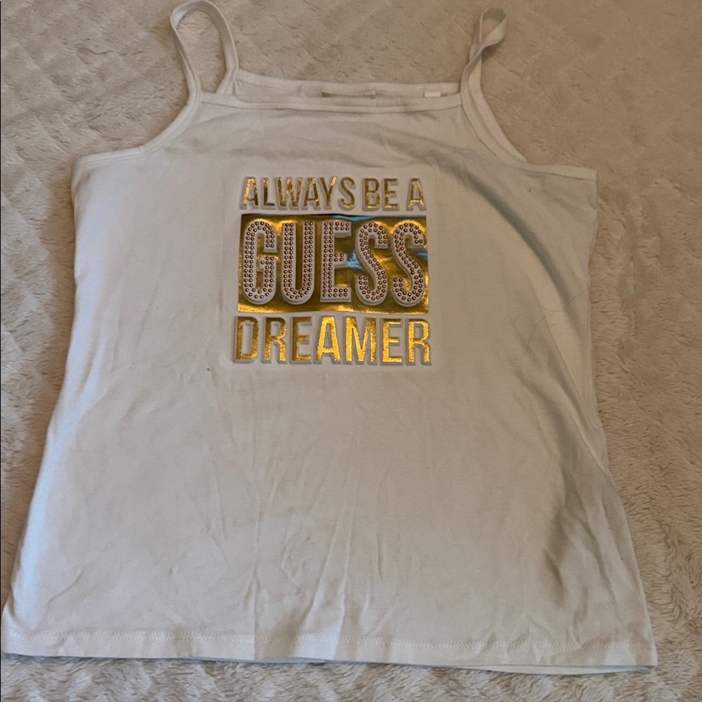 Guess girls White Camisole with Gold Graphic
